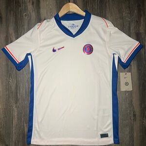 Nike White and Blue Sports Jersey